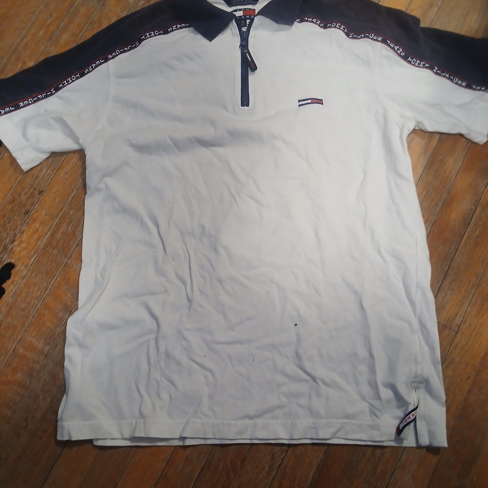 Tommy Hilfiger White & Navy Short-Sleeve Polo Shirt